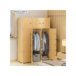 Armoire Penderie 3 Battants Plastique -Beige Armoire Penderie 3 Battants Plastique -Beige