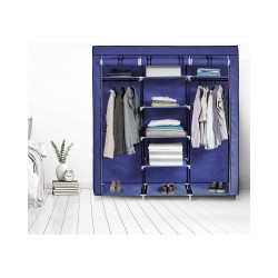Armoire en Tissu - 3 Battants - 130 x 45 x 175 cm - Bleu Armoire en Tissu - 3 Battants - 130 x 45 x 175 cm - Bleu