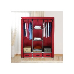 Armoire en Tissu - 3 Battants - 130 x 45 x 175 cm - Rouge-Bordeau Armoire en Tissu - 3 Battants - 130 x 45 x 175 cm - Rouge-Bordeau