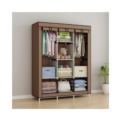 Armoire en Tissu - 3 Battants - 130 x 45 x 175 cm - Marron