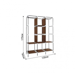 Armoire en Tissu - 3 Battants - 130 x 45 x 175 cm - Bleu Armoire en Tissu - 3 Battants - 130 x 45 x 175 cm - Bleu