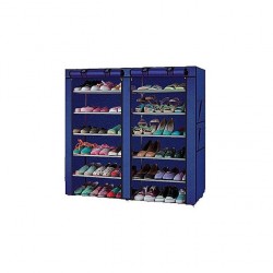 Rangement chaussures en tissu 2 battants - Bleu Rangement chaussures en tissu 2 battants - Bleu