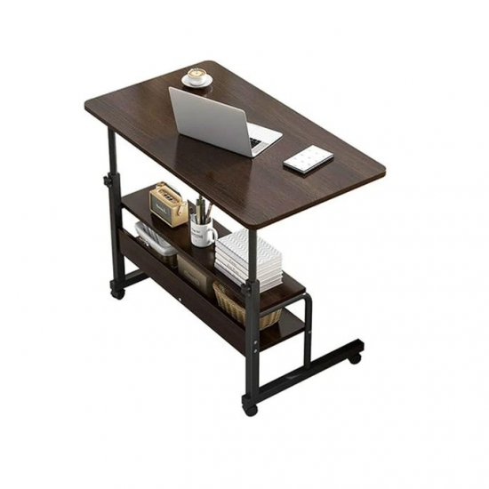 Table d’ordinateur à roulette multifonction avec roues en bois et métal 40X60cm Table d’ordinateur à roulette multifonction avec roues en bois et métal 40X60cm