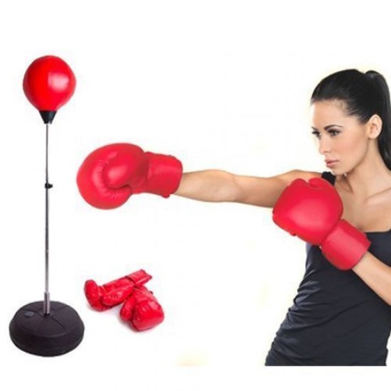 Punching Ball Réglable en Hauteur 75-105cm avec Gants de Boxe et Pompe pour Adultes et Enfants