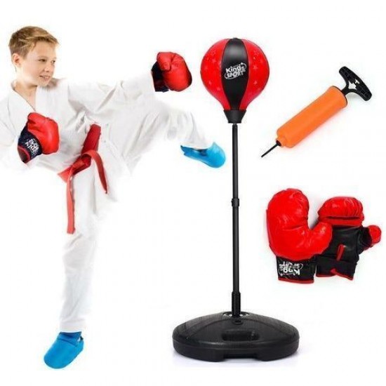 Punching Ball Réglable en Hauteur 75-105cm avec Gants de Boxe et Pompe pour Adultes et Enfants