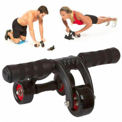 Rouleau Ab à 3 Roues et Barre de Poussée - Noir Rouleau Ab à 3 Roues et Barre de Poussée - Noir