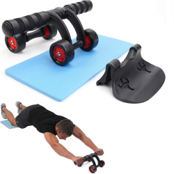 Rouleau Ab à 4 Roues et Barre de Poussée - Noir Rouleau Ab à 4 Roues et Barre de Poussée - Noir