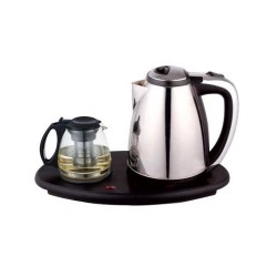 Ensemble de théière double bouilloire électrique en verre en acier inoxydable