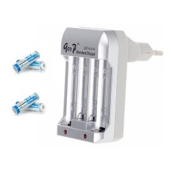 Batteries Rechargeables 1.2V 800mAh AA NI-MH - Bleu Blanc (4PCS) avec Chargeur Batteries Rechargeables 1.2V 800mAh AA NI-MH - Bleu Blanc (4PCS) avec Chargeur