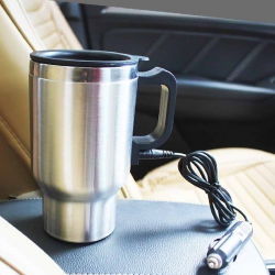Mug électrique en acier inoxydable avec plug-in pour voiture - 450 ml  Mug électrique en acier inoxydable avec plug-in pour voiture - 450 ml