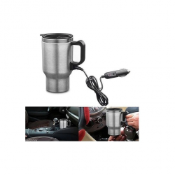 Mug électrique en acier inoxydable avec plug-in pour voiture - 450 ml  Mug électrique en acier inoxydable avec plug-in pour voiture - 450 ml