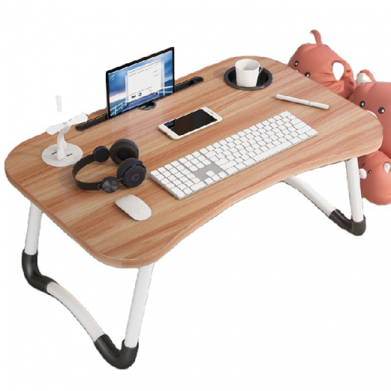 Table d'ordinateur pliable avec câble et port USB Beige