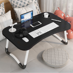 Table d'ordinateur pliable avec câble et port USB Noir