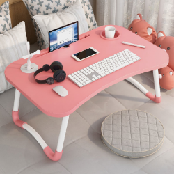Table d'ordinateur pliable avec câble et port USB Rose