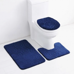 Tapis Salle de bain 3 pièce Bleu de nuit Tapis Salle de bain 3 pièce Bleu de nuit