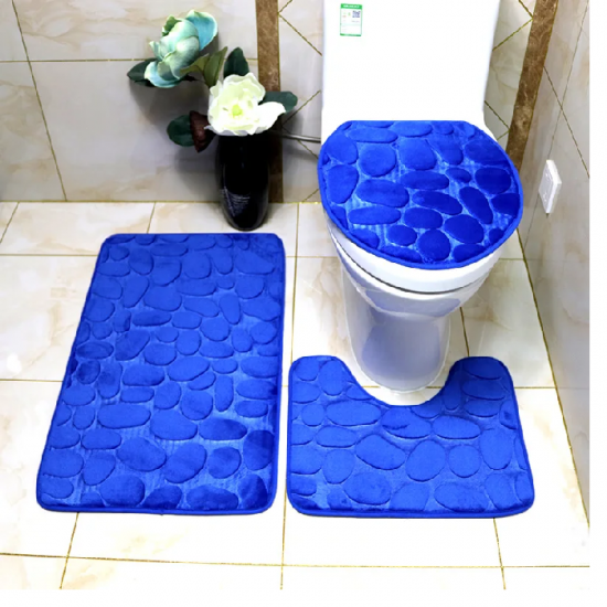 Tapis Salle de bain 3 pièce Bleu