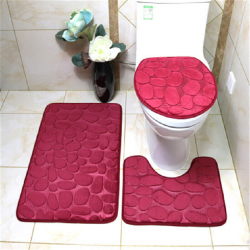 Tapis Salle de bain 3 pièce Rouge Tapis Salle de bain 3 pièce Rouge