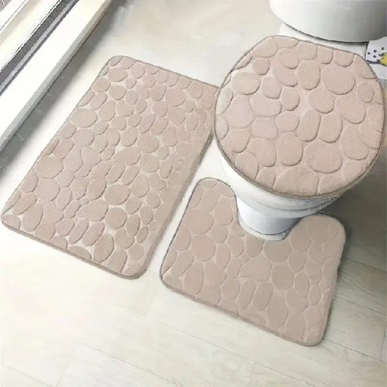 Tapis Salle de bain 3 pièce Marron