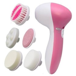 Brosse Visage - Lot de 5 pièces - Rose - Blanc