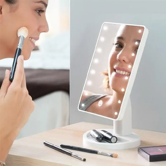 Miroir de Table LED tactile et inclinable Blanc