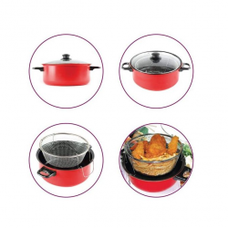 Friteuse Avec Couvercle 26cm - Rouge Friteuse Avec Couvercle 26cm - Rouge